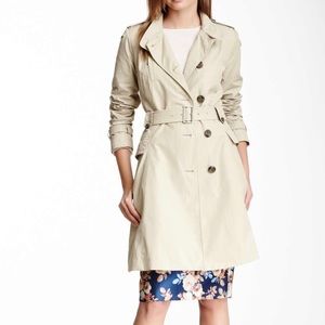 Cole Haan zipped pocket trench coat beige